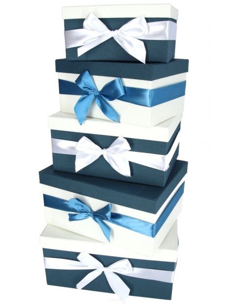 Darčeková krabica Obdĺžnik modrá s bielou mašľou S
