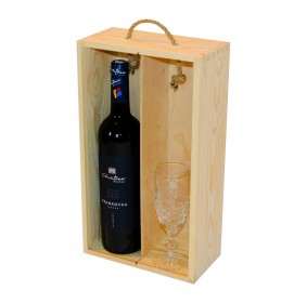 Drevený zasúvací box na na 2 fľaše vína