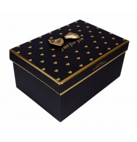 Darčeková krabica čierna so srdiečkami S
