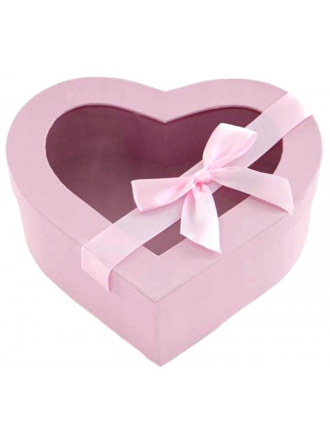 Darčeková krabica v tvare srdca - ružová L