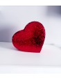 Darčeková krabica Srdce s flitrami zamatové červené