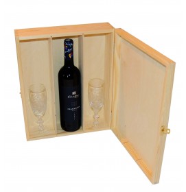 Drevená otváracia skrinka na 3 fľaše vína
