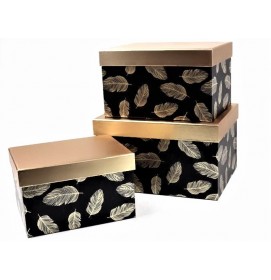 Darčeková krabica čierna so zlatými listami