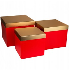 Darčeková krabica Štvorec červený so zlatým vekom L