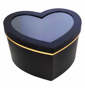 Darčeková krabica Srdce čierne s priehľadným vekom