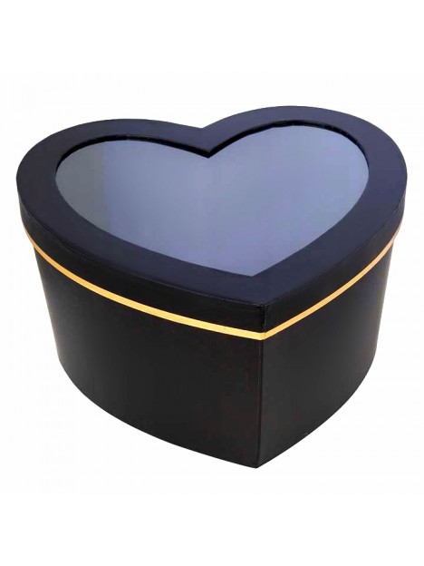 Darčeková krabica Srdce čierne s priehľadným vekom