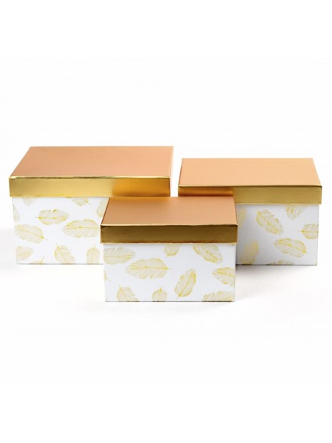 Darčeková krabica biela so zlatými listami