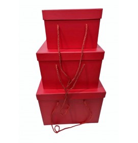 Darčeková krabica Štvorec červený so šnúrkou L