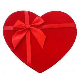 Darčeková krabica Srdce zamatové s mašľou červené S