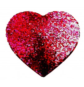 Darčeková krabica Srdce s flitrami zamatové červené