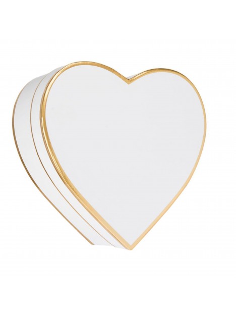 Krabica srdce biele so zlatými aplikáciami