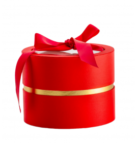 Darčeková krabica okrúhla s mašľou červená