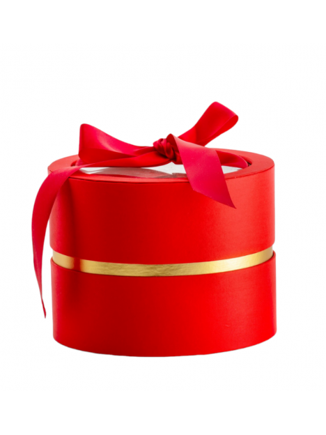 Darčeková krabica oválna s mašľou červená