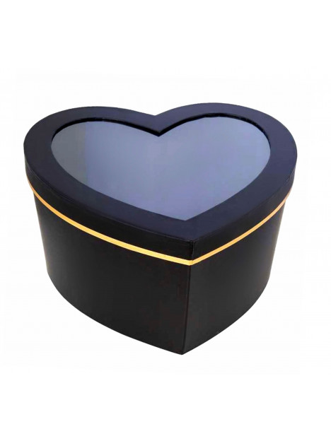 Darčeková krabica Srdce čierne s priehľadným vekom