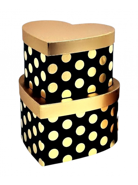 Srdce biele s guličkami a metalickým zlatým vekom