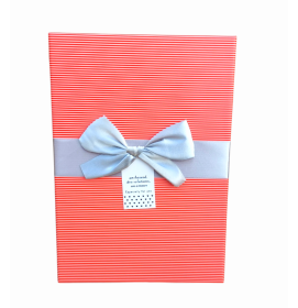 Darčeková krabica Pásiky s mašľou lososová/čierna