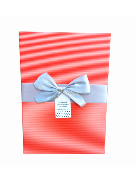 Darčeková krabica Pásiky s mašľou lososová/čierna