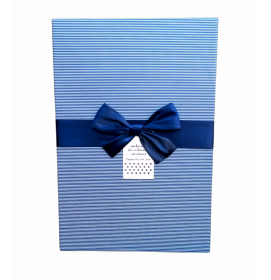 Darčeková krabica Pásiky s mašľou modré