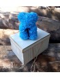 Medvedík z ruží v darčekovom boxe - modrý