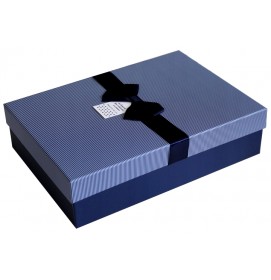 Darčeková krabica Pásiky s mašľou modré S