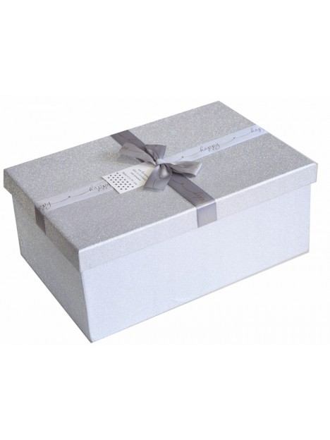Darčeková krabica strieborná perleťová S